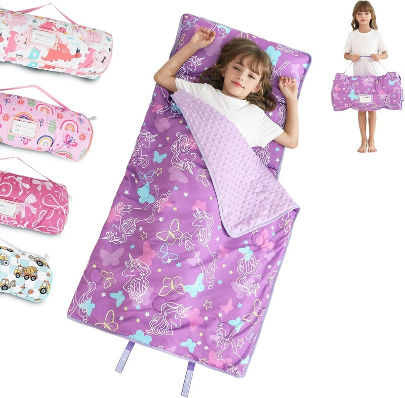lasoftan Toddler Nap Mat for Preschool 50''x30'' Sleeping Mat with Removable Pillow and Minky Blanket for Kids Ages 3-7 Roll Up Soft Sleeping Bag for Boys Girls Kindergarten Daycare Sleepover - Image 1